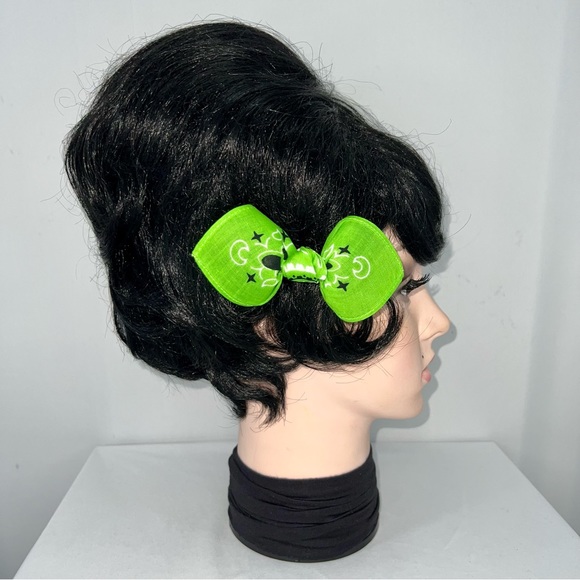 Lime Green Paisley Rockabilly Bandana Knotted Hair Bow - Picture 4 of 11